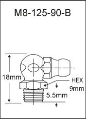 M8-125-90-B metric grease fitting drawing