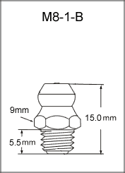 M8-1-B metric grease fitting drawing