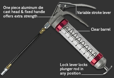 Clear Pistol Grip Grease Gun - Black