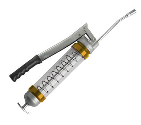 Clear Lever Action Grease Gun - Yellow Barrel Ends