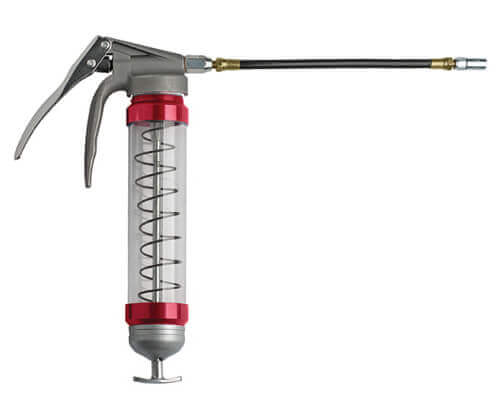 Clear Pistol Grip Grease Gun - Red
