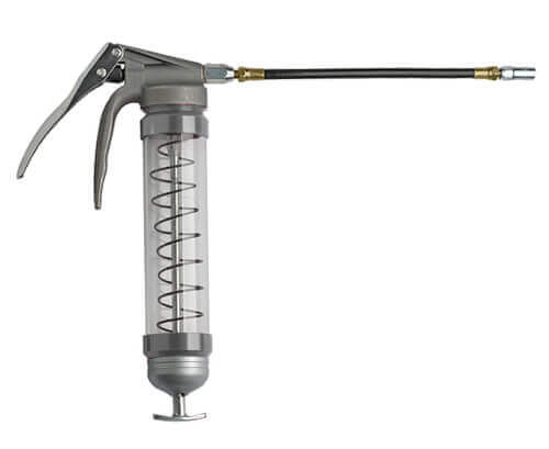 Clear Pistol Grip Grease Gun - Silver